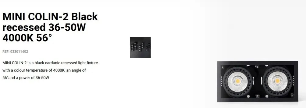 Spot LED incastrabil MINI COLIN-2 Black recessed 36-50W 4000K 56°