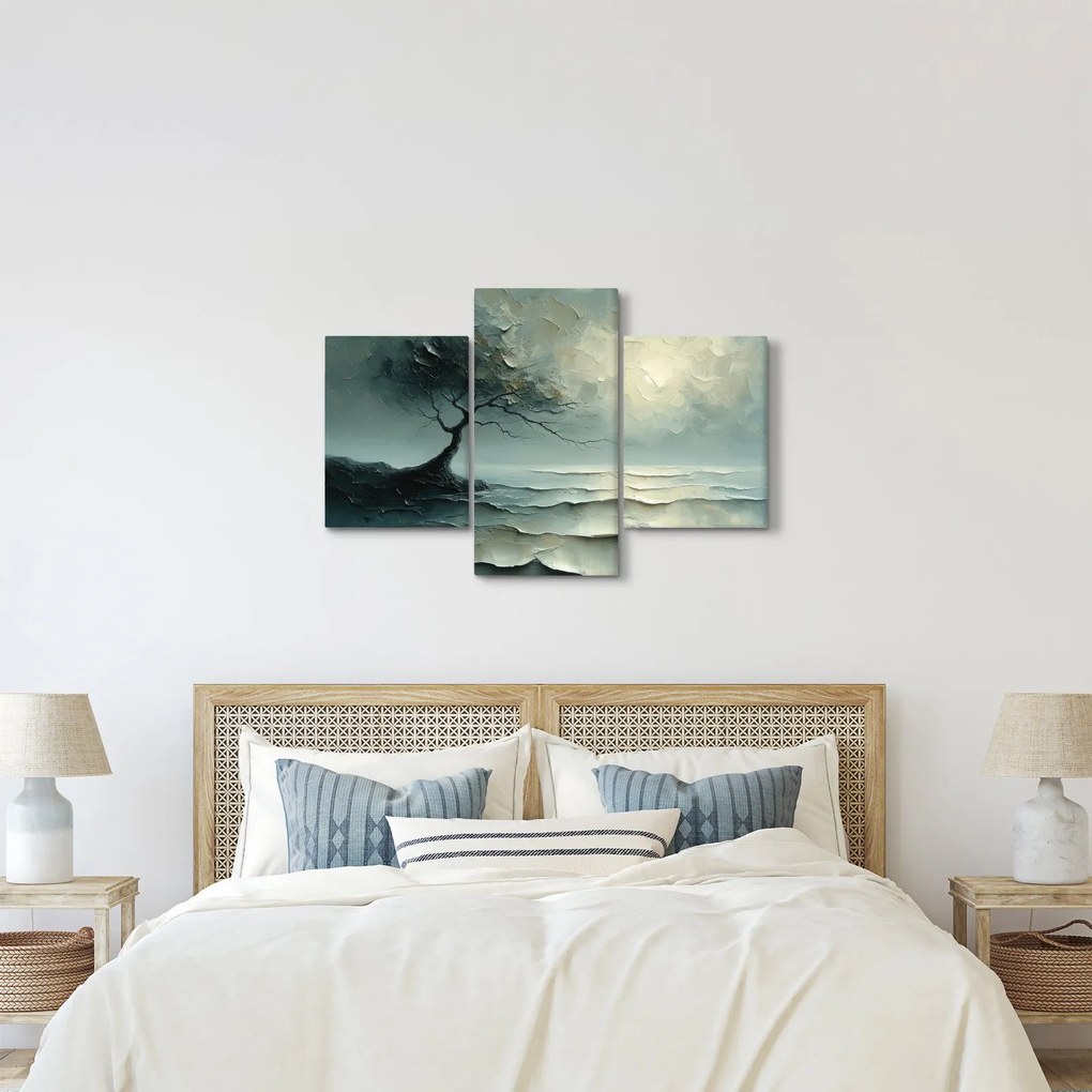Tablou - pictură în ulei de un copac cu oceanul (90x60 cm)