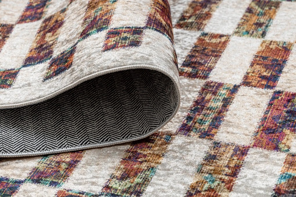 ANDRE 43780 covor lavabil Geometric anti-alunecare - bej / teracotă