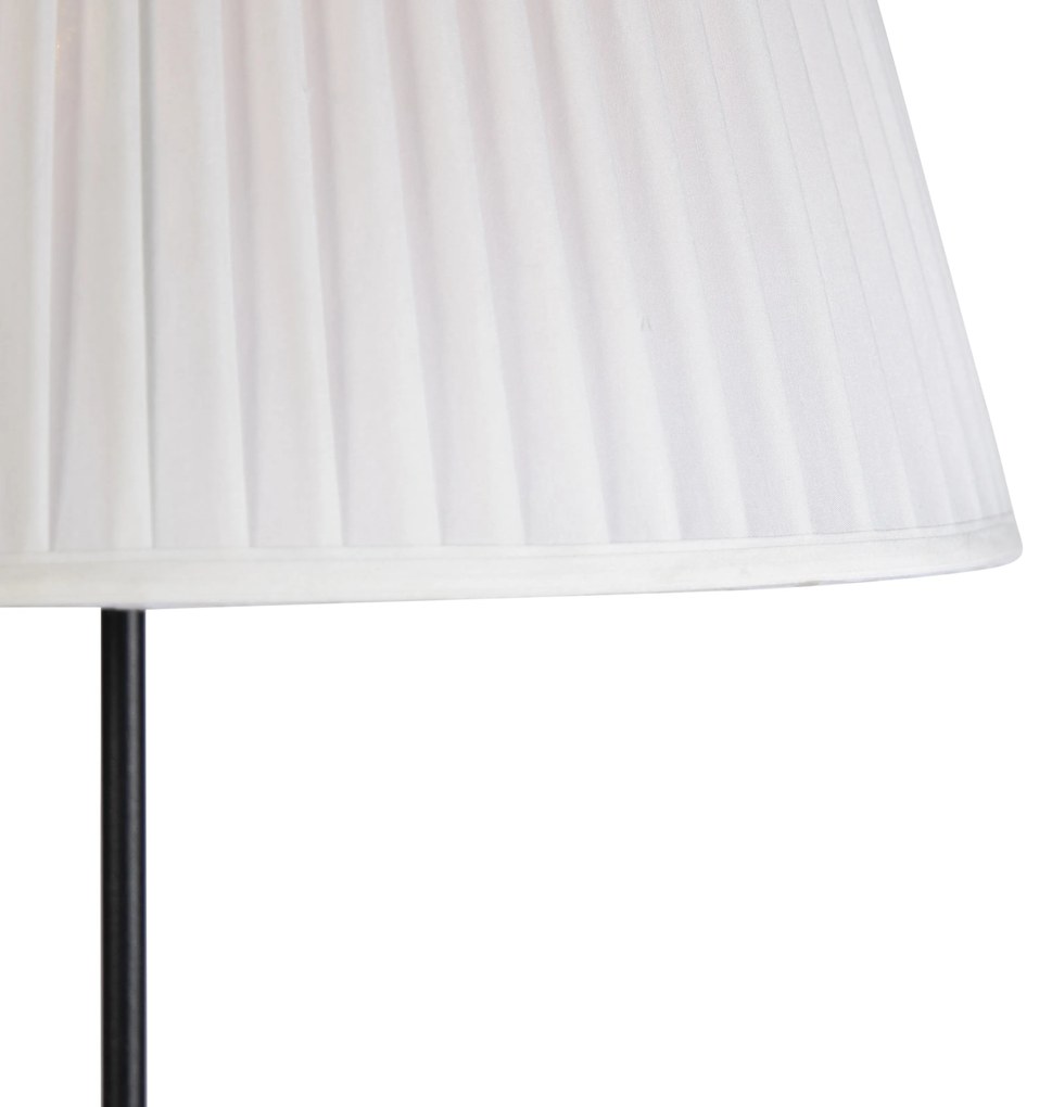 Lampă de podea neagră cu abajur plisat crem 45 cm reglabil - Parte