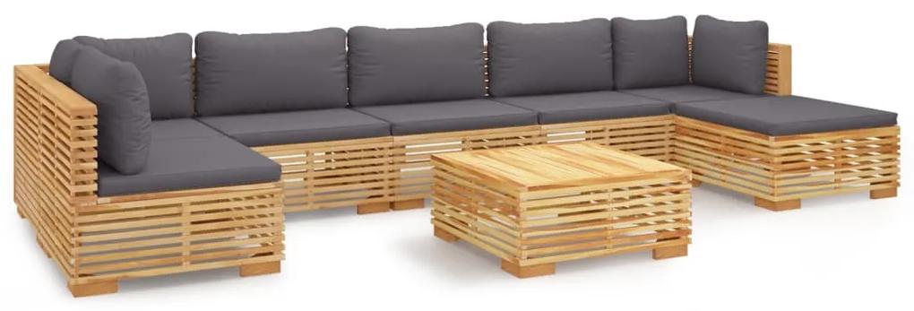3100910 vidaXL Set mobilier grădină cu perne, 8 piese, lemn masiv de tec