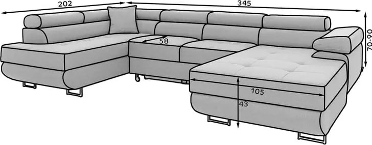 Colțar negru extensibil/cu spațiu de depozitare cu tapițerie din catifea (cu colț pe partea stângă/în formă de "U") Rodrigo – ELTAP