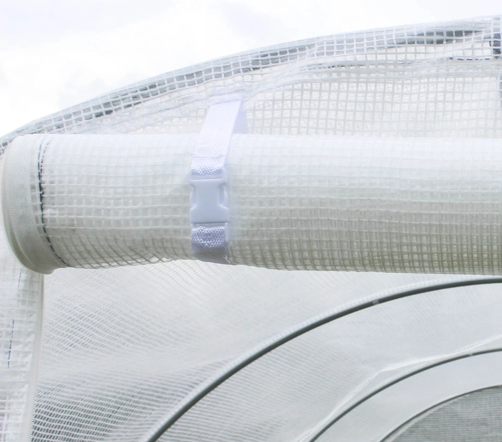 Outsunny Folie pentru Seră cu 12 Ferestre, Ușă Rulabilă și Margini Îngropate, 3x2x2 m, Alb | Aosom Romania