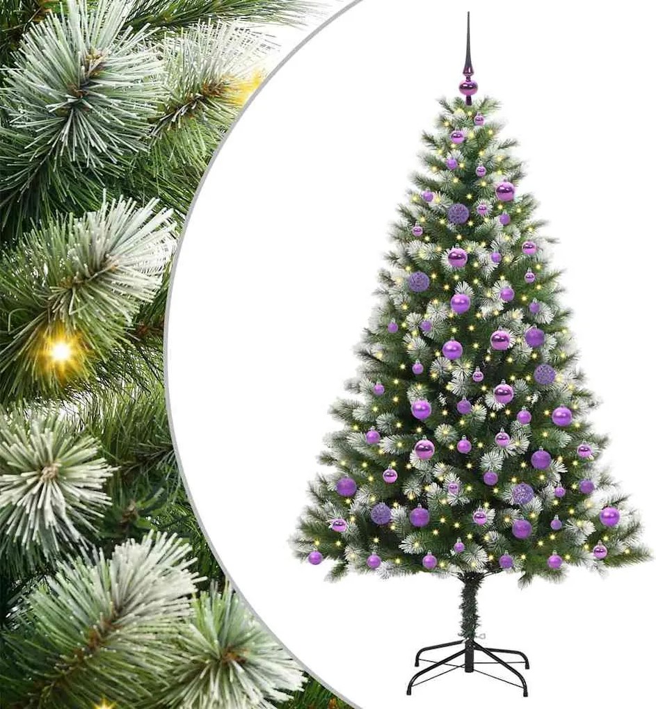 vidaXL Brad de Crăciun artificial cu articulații și zăpadă înghețată