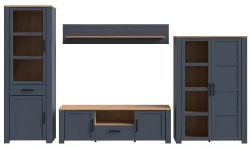 Set Living Boho Stejar Riviera Si Stejar Bleumarin, 362.5 Cm