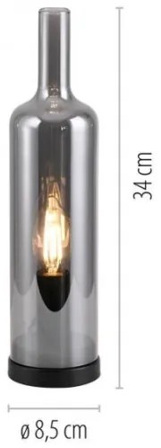 JUST LIGHT. 14006-25 - Lampă de masă BOTTLE 1xE14/25W/230V negru/fumuriu
