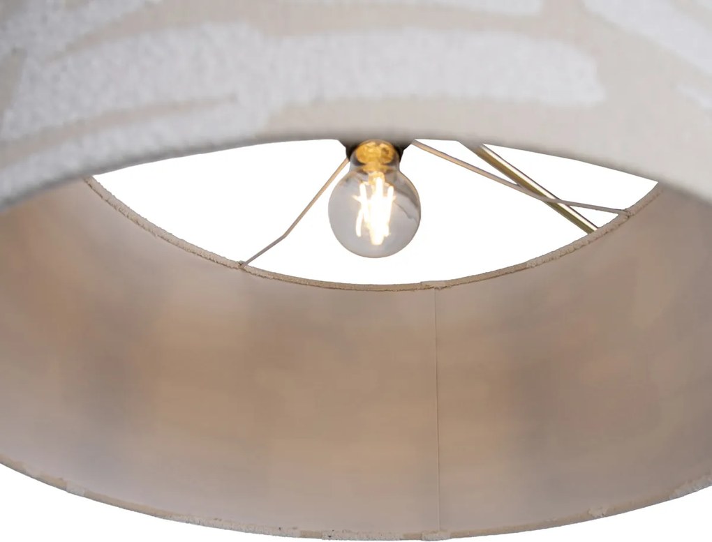 Lampă de podea aurie reglabilă cu abajur alb și bej cu dungi 50cm - Editor