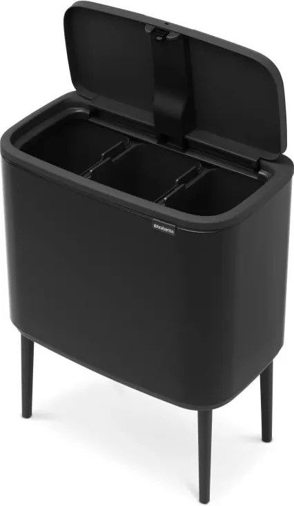 Coș de gunoi negru mat de reciclat/cu senzori de atingere din oțel 33 l Bo Touch Bin – Brabantia