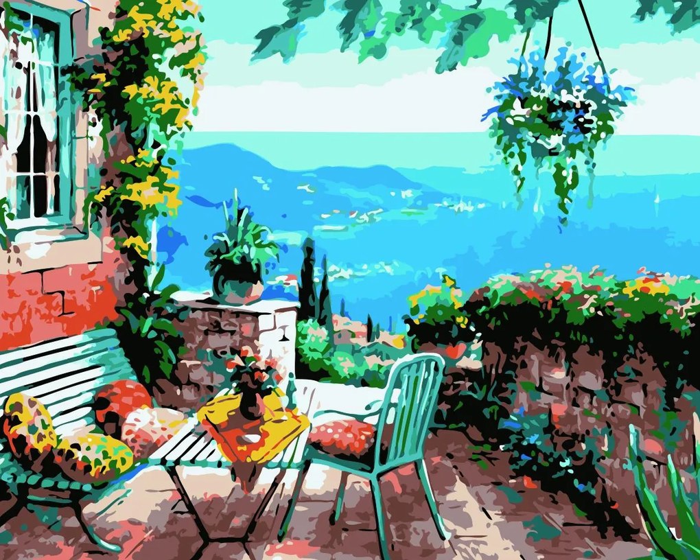 Pictura pe numere cu un cadru "Terasă" 50x40 cm