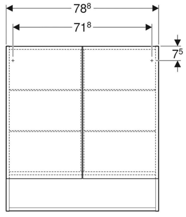 Dulap suspendat cu oglinda Geberit Selnova Square, 80 cm, alb lucios Alb lucios