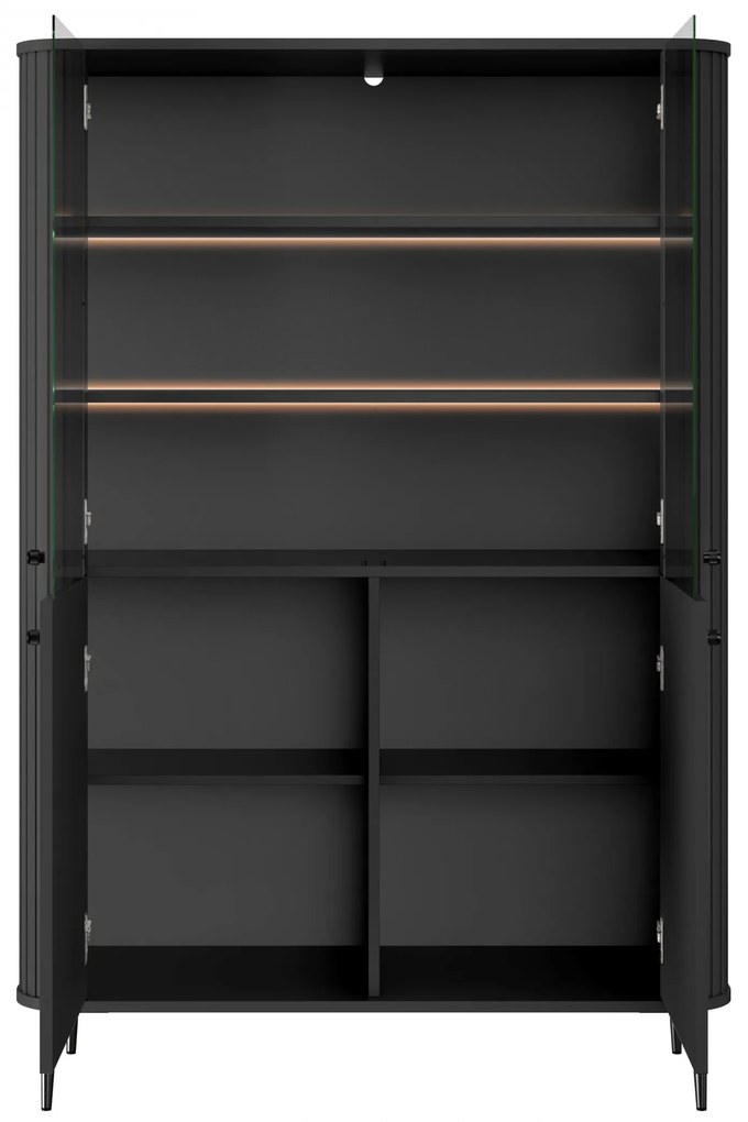 Vitrină cu patru uși Vesper 103 cm - negru / picioare negre