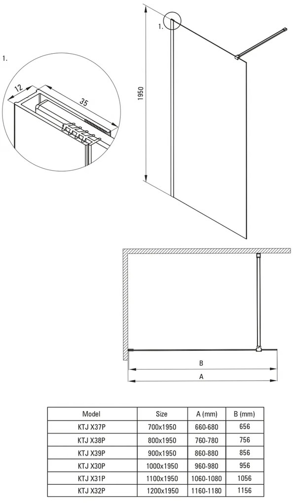 Paravan dus fix 100x195cm, sticla securizata 6 mm, alb mat, tehnologie Active-Cover, Deante Prizma 1000x1950 mm, Alb