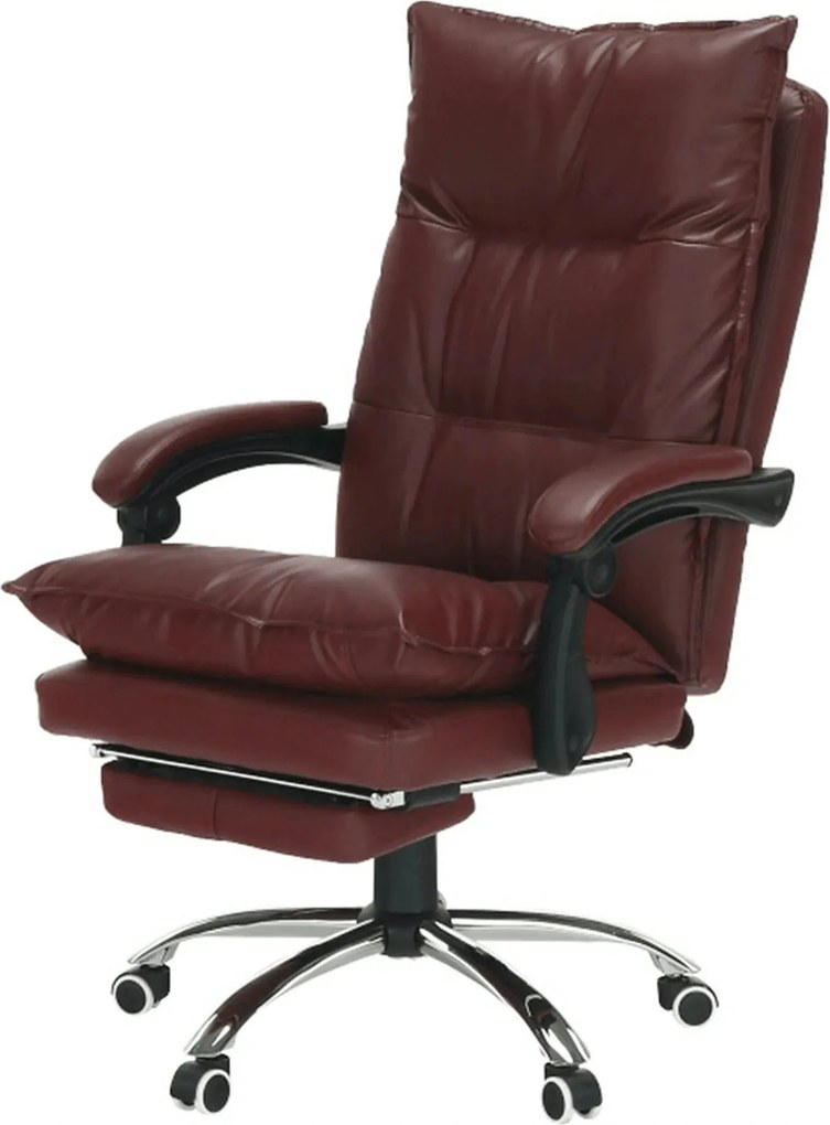 Scaun birou DRAKE, visiniu/crom, piele ecologica/metal, 72x85x111/118
