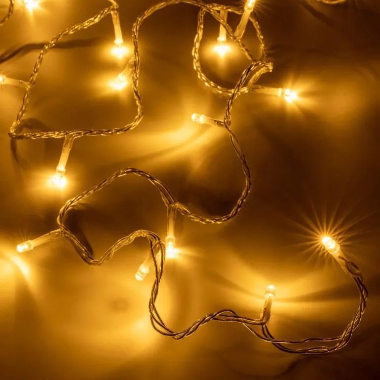 Set de lanțuri LED de Crăciun, 100 LED-uri, alb cald, 2 buc