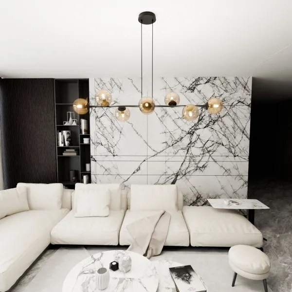 Lustră pe tijă LINEAR 8xE14/10W/230V negru/bej