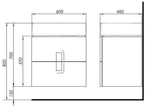 Mobilier pentru lavoar Kolo, Twins, 2 sertare, alb, 60 cm