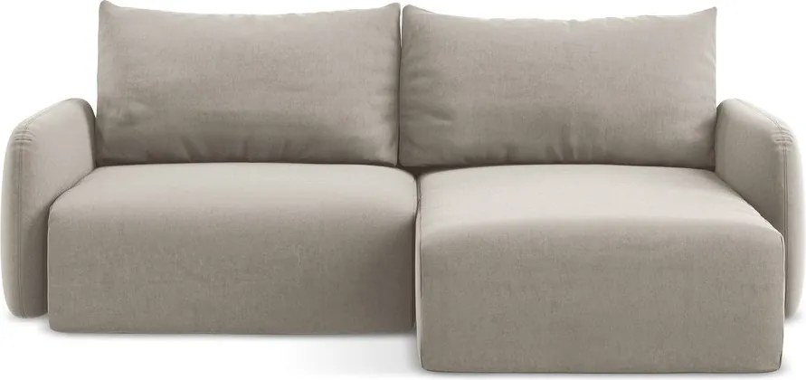 Colțar taupe extensibil/cu spațiu de depozitare cu tapițerie din catifea (cu colț pe partea dreaptă/cu șezlong) Kalena – Makamii