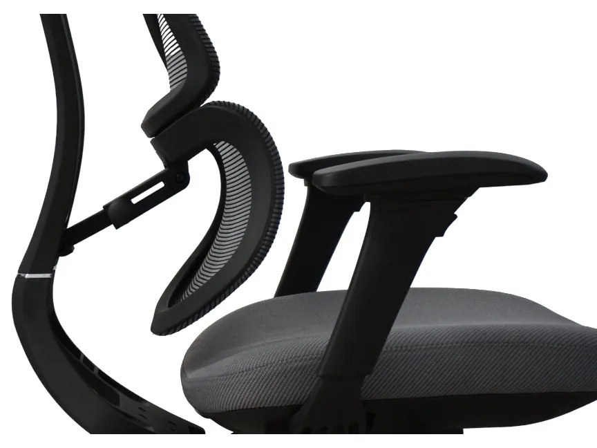 Ergodynamic Star Plus - Black Grey - Scaun de birou 4D, sezut translatie, suport lombar ajustabil 7 cm