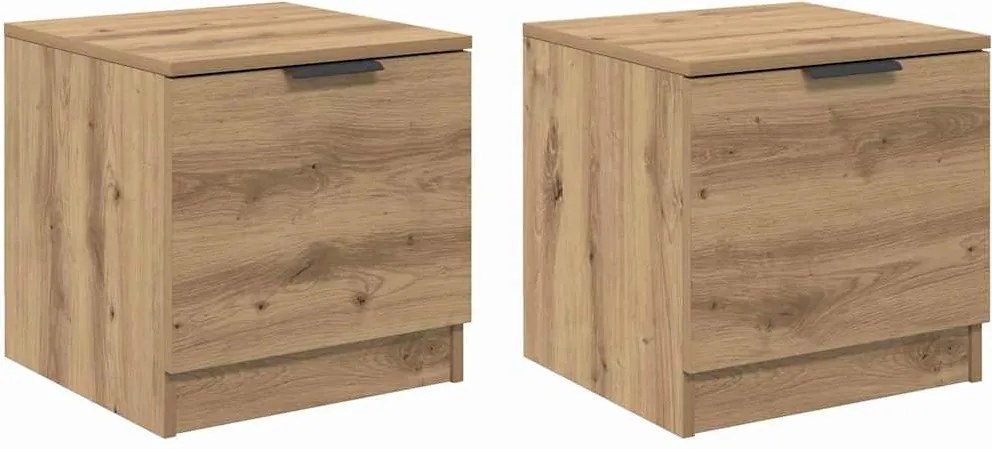 vidaXL Dulap de pat cu sertar 2 pcs Stejar Artizanal 40 x 39 x 40cm