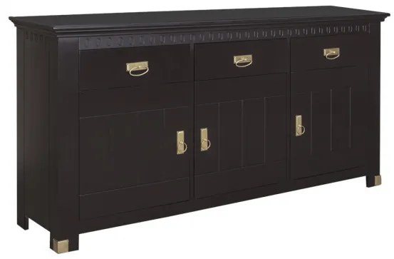 Bufet 3 Usi Si 3 Sertare Saint Tropez New, Vopsit Negru, 173.8 cm