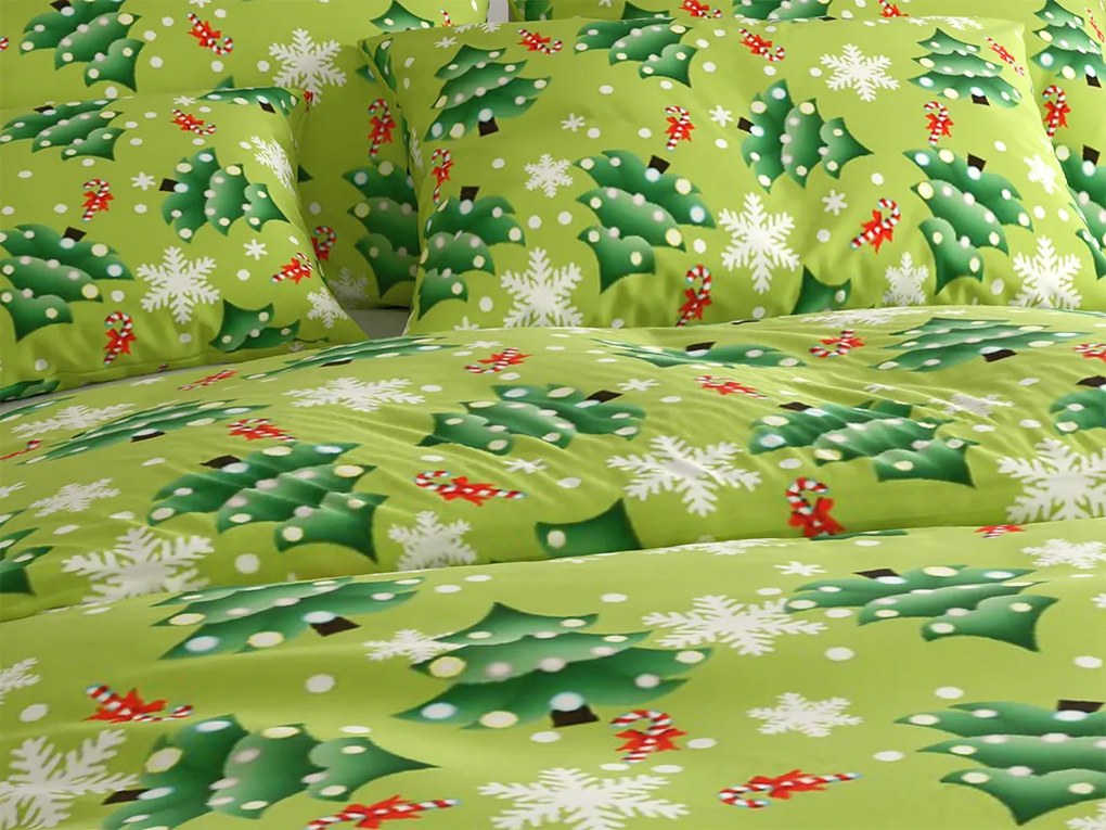 Lenjerie de pat din microfibra CHRISTMAS TREE verde Dimensiune lenjerie de pat: 70 x 90 cm | 140 x 200 cm