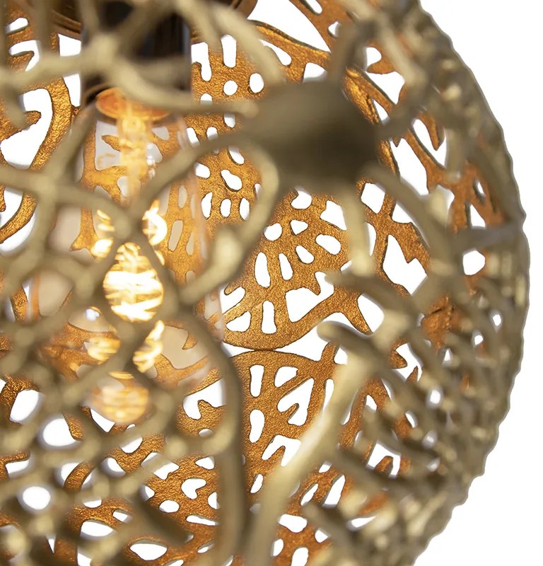 Lampă suspendată Art Deco aurie rotundă cu 3 lumini - Maro