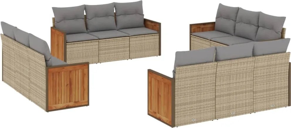 vidaXL Set canapele de grădină cu perne, 12 piese, bej, poliratan