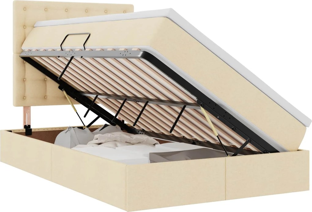 vidaXL Pat cu saltea și LED cu saltea Creme 120 x 200 cm Poliester