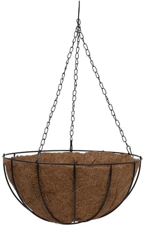 Ghiveci decorativ cu lant, rotund,, , , , , , , nuca de cocos, 30x30x14 cm