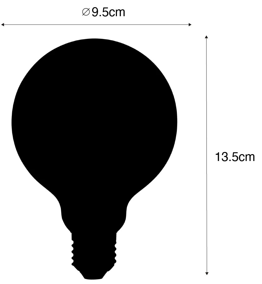 Set de 5 becuri LED E27 G95 mate, cu reglare în 3 trepte, 5W 550 lm 2700K