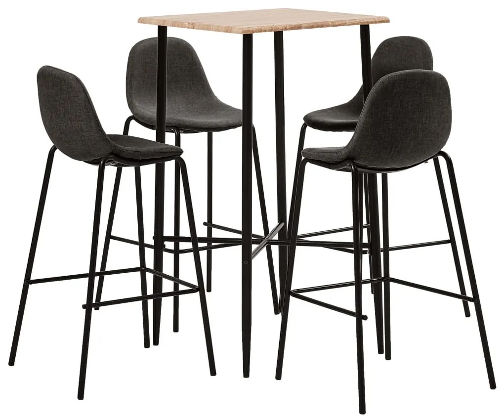 Set mobilier de bar, 5 piese, gri inchis, material textil Morke gra, 5