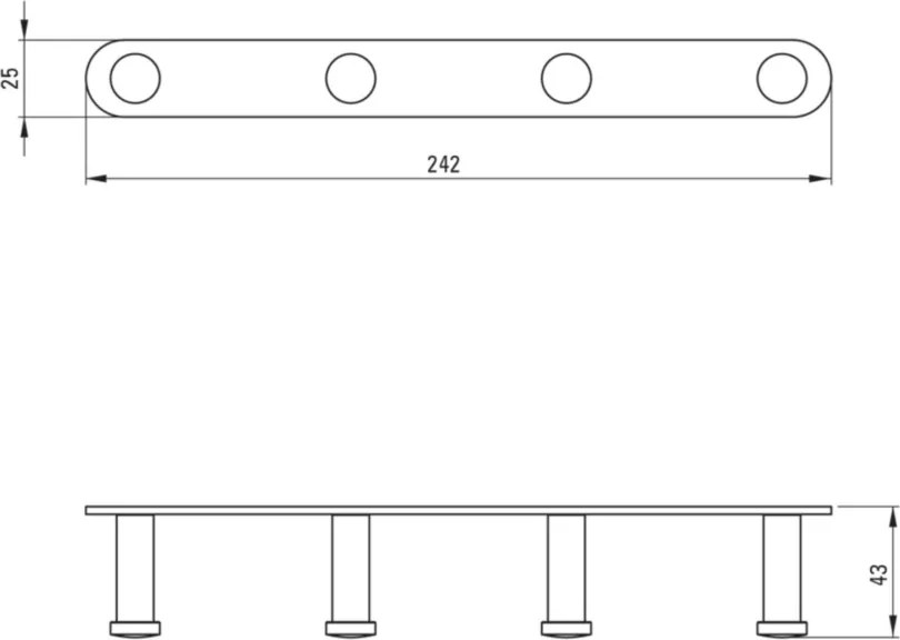 🛁 Cârlig cvadruplu JASMIN, finisaj nero mat – Cod ADJ_N14L