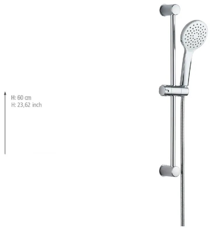 Set de duș argintiu din oțel inoxidabil 60 cm cu duș de mână, cu suport glisant No. 2 – Allstar