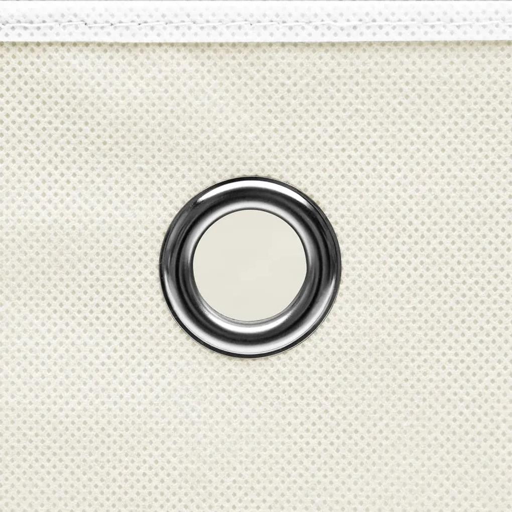 Cutii depozitare, 10 buc., alb, 32x32x32 cm, textil Alb fara capace, 1, 10, Alb fara capace