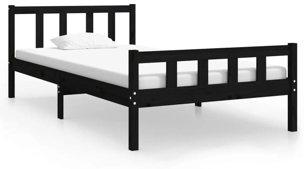 810668 vidaXL Cadru de pat, negru, 90x200 cm, lemn masiv