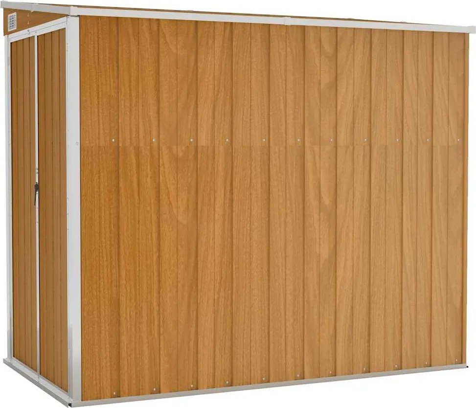 vidaXL Șopron grădină/montaj perete maro 118x194x178cm oțel galvanizat