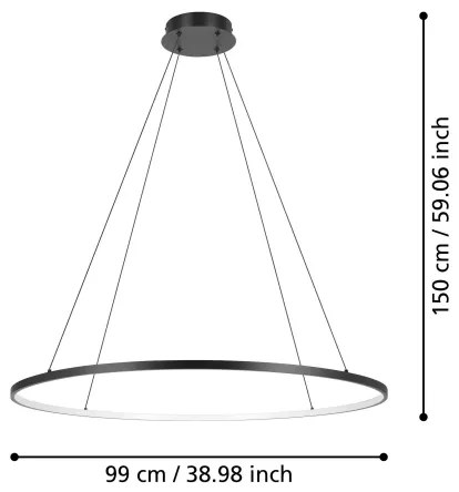 Lustră LED dimabilă pe cablu Eglo 901637 PARRUTA LED/40W/230V negru + telecomandă