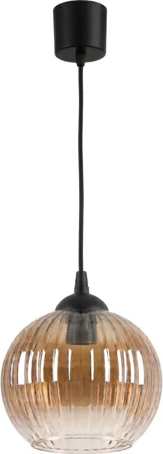 Brilagi - Lampă suspendată LED pe cablu R GLASS 1xE27/60W/230V diam. 18 cm negru/maro fumuriu
