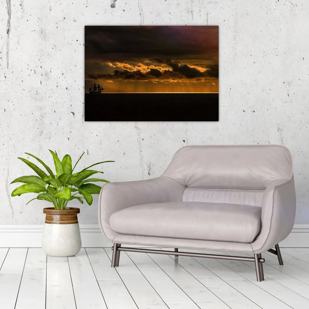 Tablou unei vele în apus de soare (70x50 cm)