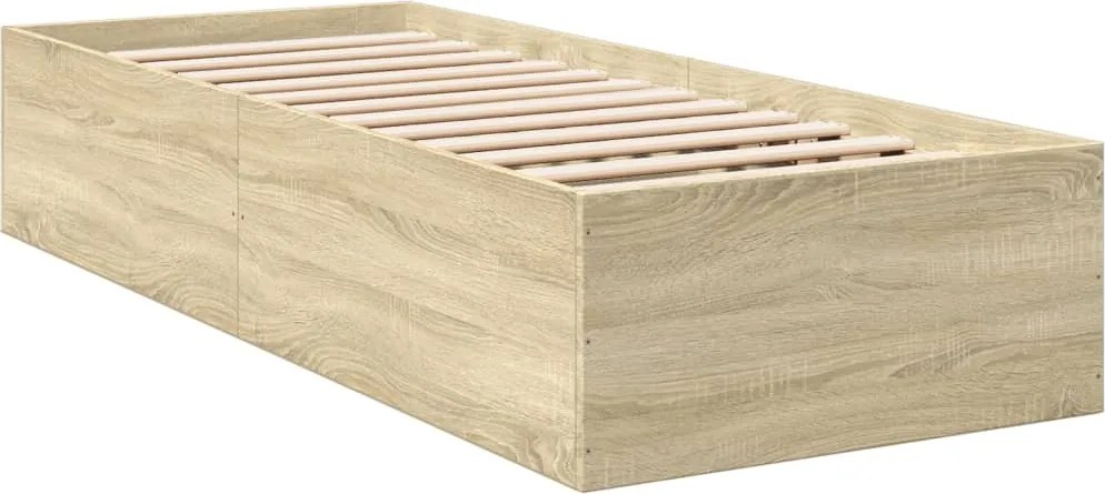 vidaXL Cadru de pat, stejar sonoma, 90x190 cm, lemn prelucrat