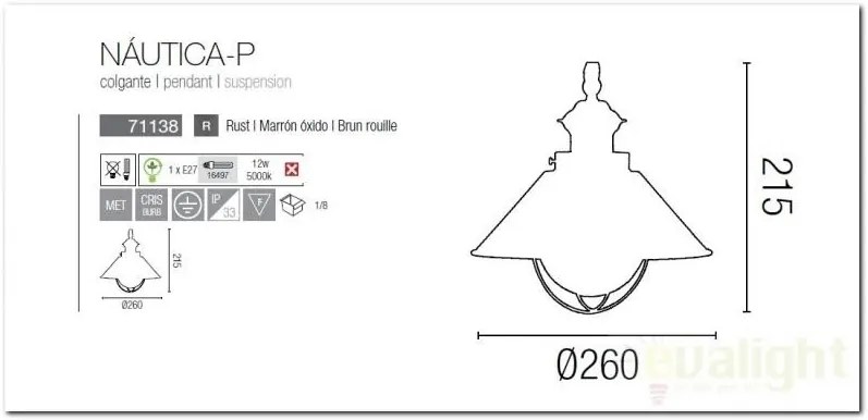 Pendul exterior IP33 diametru 26cm Nautica 71138