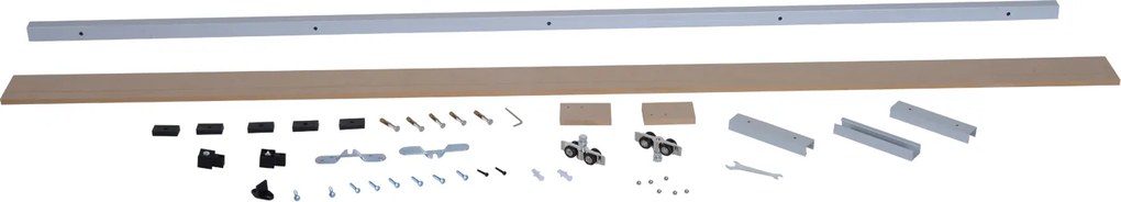 HOMCOM sina cu set de accesorii pentru usi glisante din lemn rustic | Aosom Romania