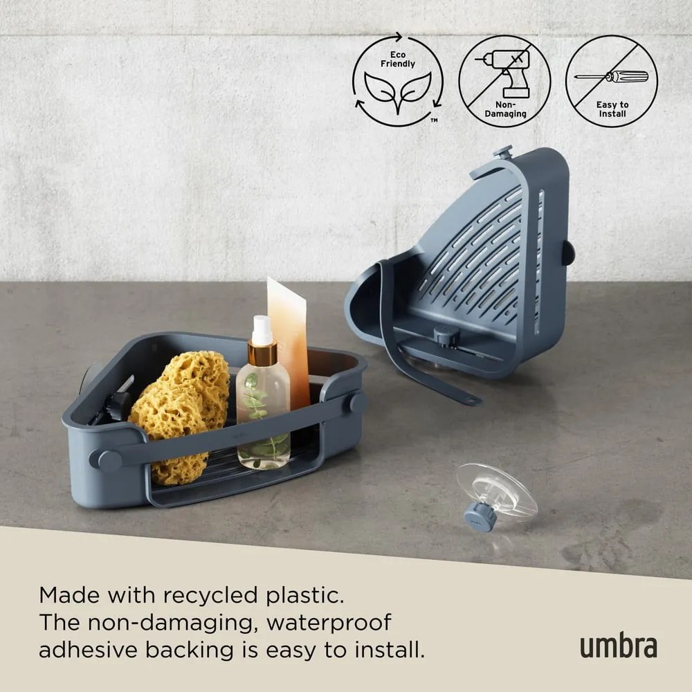 Raft pentru baie albastru autoadeziv/pentru colț din plastic reciclat Flex – Umbra