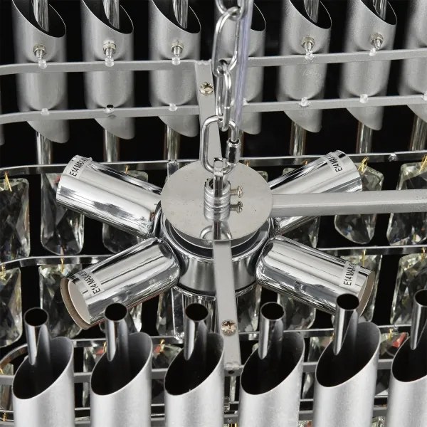 Brilagi - Lustră suspendată cu lanț ECLIPSE, 10 x E14 / 10 W / 230 V, 78 x 28 cm, argintie