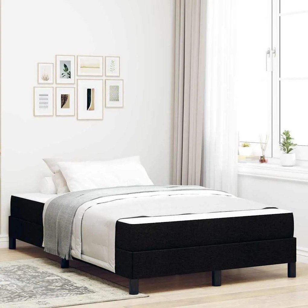 vidaXL Pat cu arcuri cu saltea Negru 120 x 190 cm țesătură