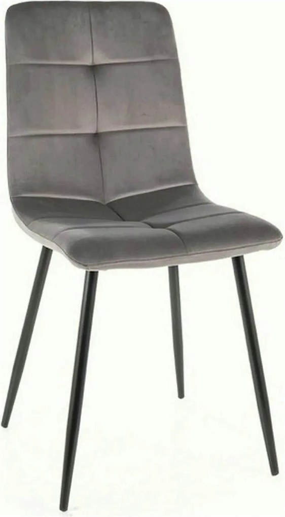 Scaun IVO, gri/negru, stofa catifelata/metal, 45x39x91 cm