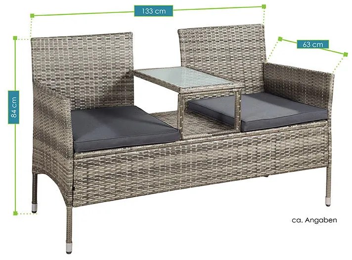 Mobilier de grãdinã Polirattan "Monaco" gri deschis cu perne gri închis