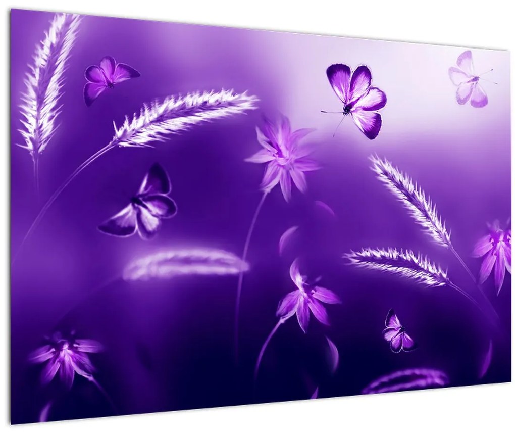 Tablou - Lunca cu fluturi (90x60 cm)