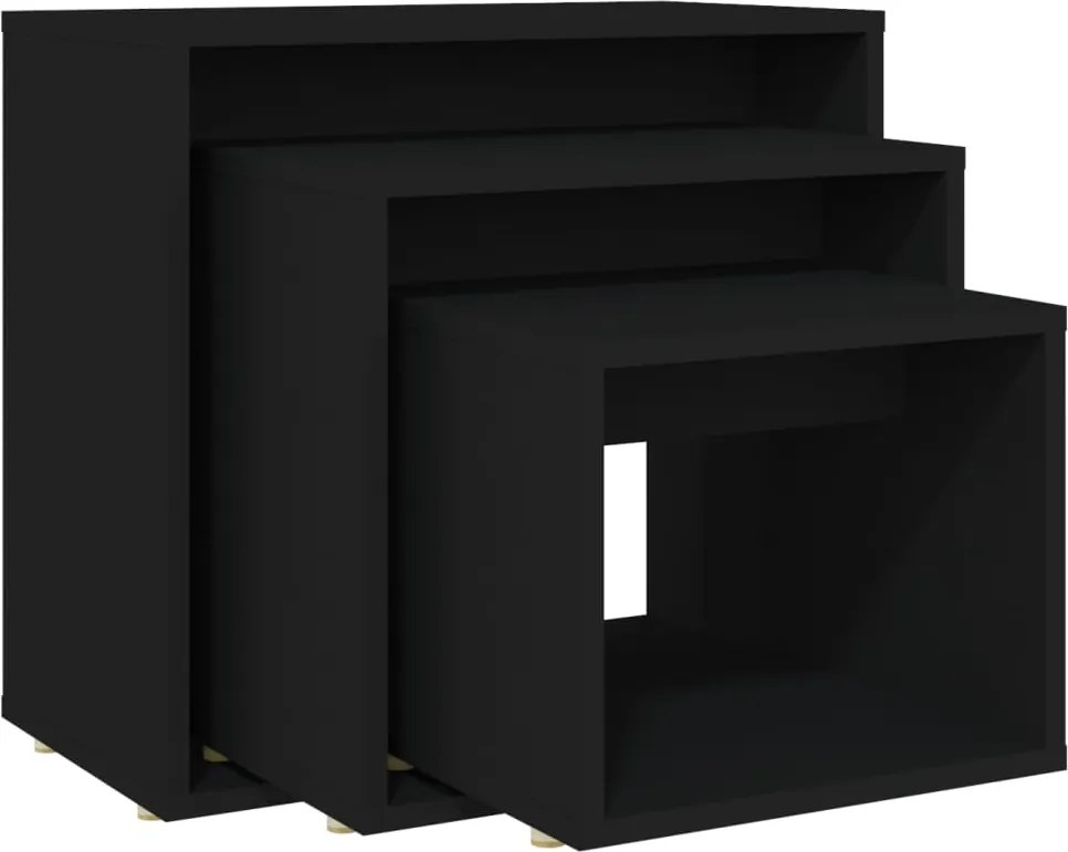 vidaXL Măsuțe suprapuse, 3 buc., negru, PAL