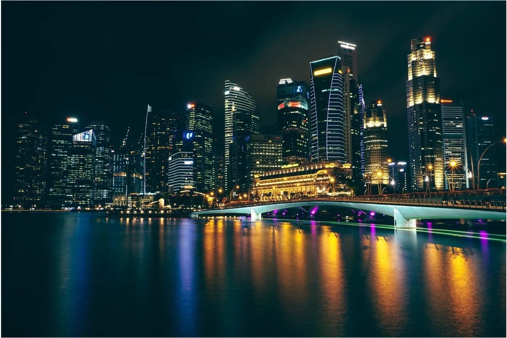 Tablou - Singapore noaptea (90x60 cm)